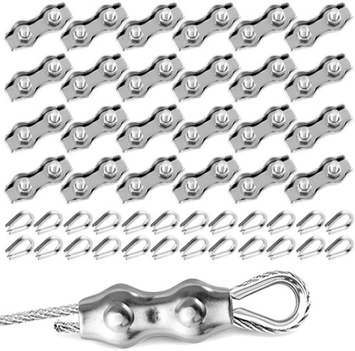 24-delige M3 Kabelklem Set, Duurzame RVS Klemmen voor Kabel, Draad en Touw, Ideaal voor Bevestiging en Organisatie