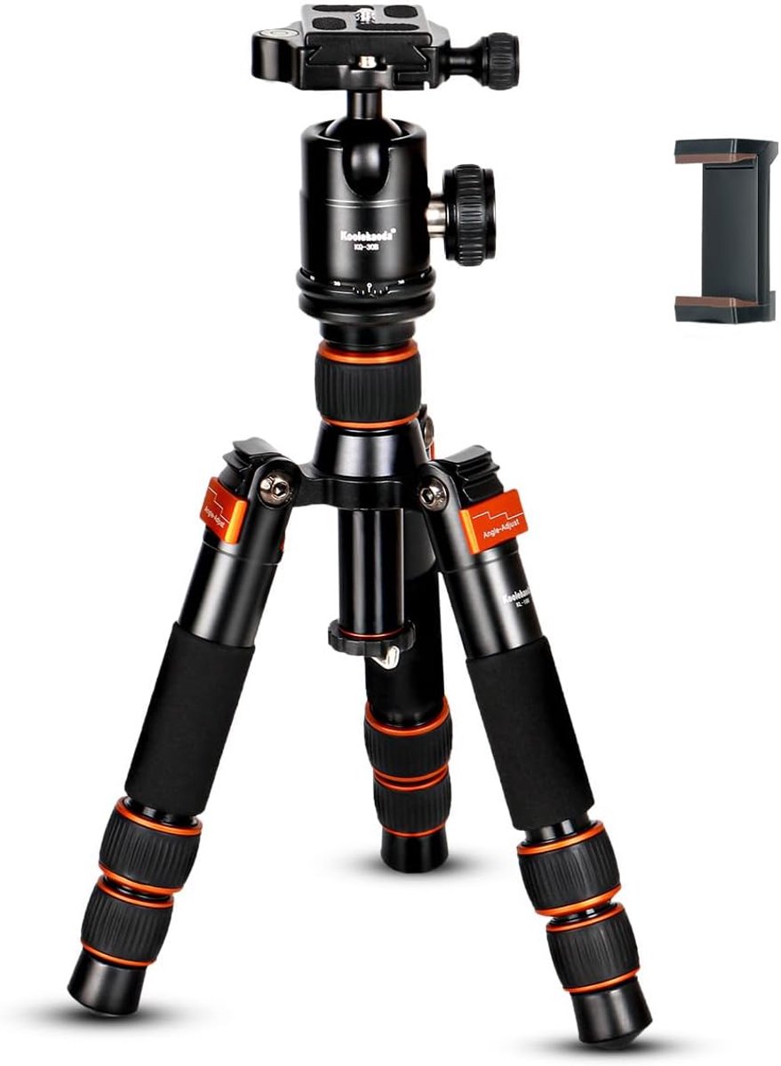 SnelShoppen - Mini Tripod 55 cm Reisstatief met 360° Balhoofd, Aluminium Compact Desktop Statief voor DSLR Camera, Max. 10kg Belastbaar, Lichtgewicht