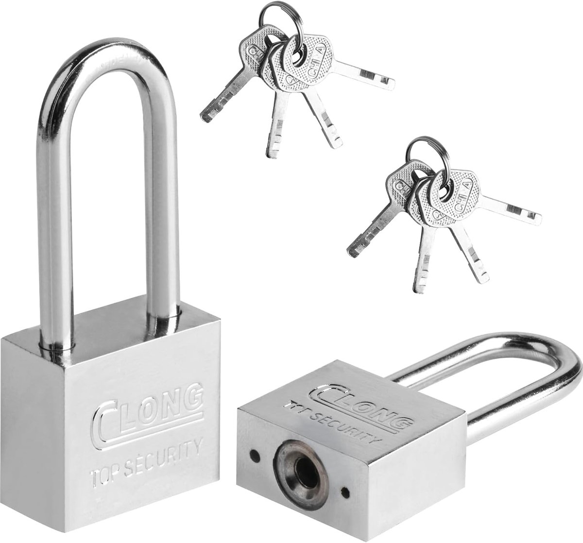 SnelShoppen - 2 Stuks Lange Hangsloten met Sleutels - Buiten Sloten met Sleutel voor Schuur, Gym Kluis, Heining, Garage, Tuindeur, Koffer [2 Stuks] [8