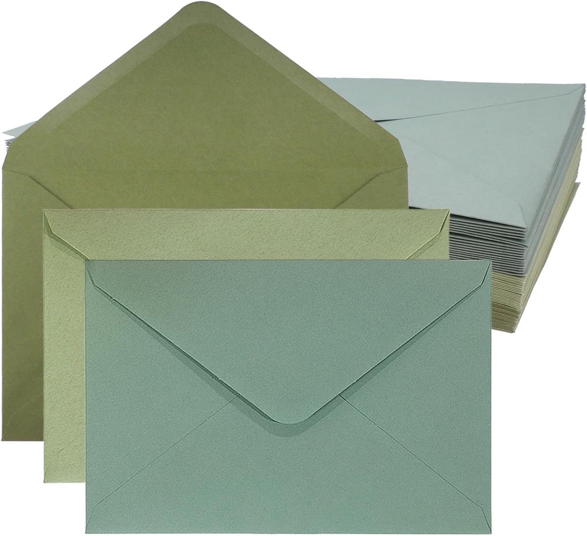 60 enveloppen in eucalyptus groen | Set van mini enveloppen voor brieven en wenskaarten | Mintgroen | 135 x 195 cm | 3 kleuren