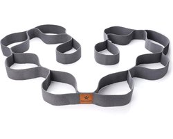 SnelShoppen - BODYMATE Stretchband met 10 Lussen - 190 cm Lang, 3.8 cm Breed - 100% Natuurlijk Katoen - Ideaal voor Yoga, Fitness en Revalidatie