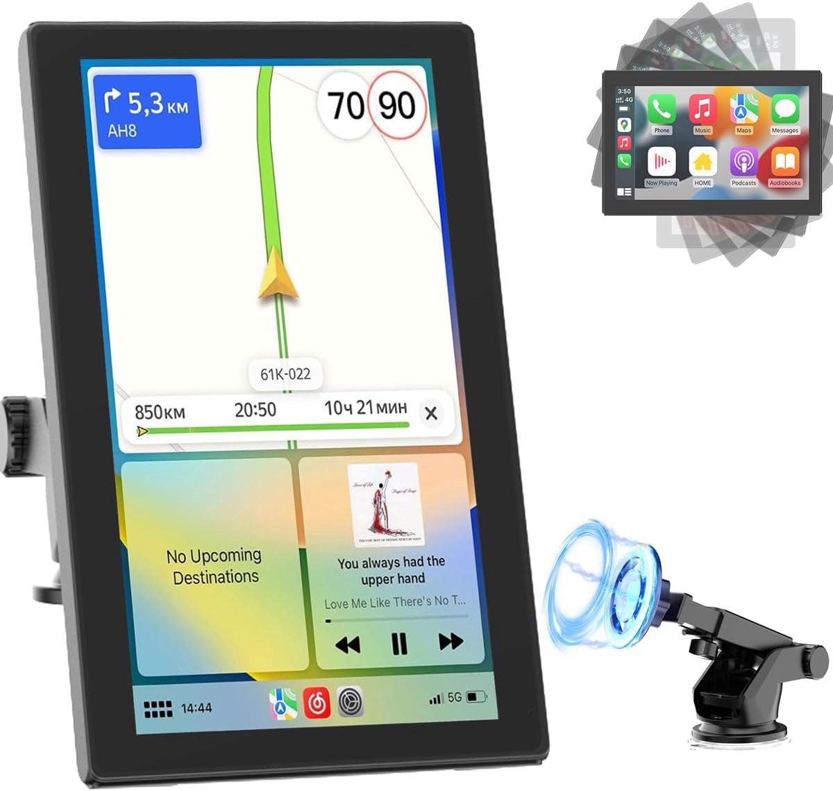 SnelShoppen - Carplay Scherm voor Auto met Portret- en Landschapsmodus, Ondersteunt Apple Carplay & Android Auto, GPS Navigatie, Bluetooth, Spraakbest