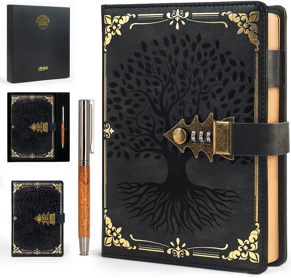 Thijox - Dagboek met Slot en Geschenkdoos A5, 260 Pagina's, Navulbaar, Hardcover Wachtwoord Notitieboek, Vintage Slot Journal voor Meisjes en Mannen,