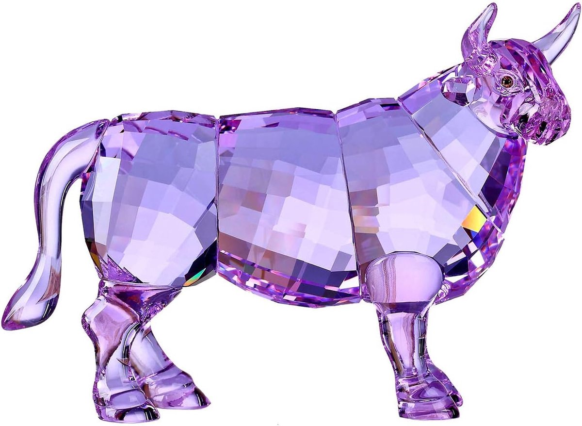 SnelShoppen - Crystal Bull Ox Cattle 2021 Decoratie Beelden Verzameling - K9 Kristal Paars voor Verjaardag, Valentijn, Kerst en Feestdagen