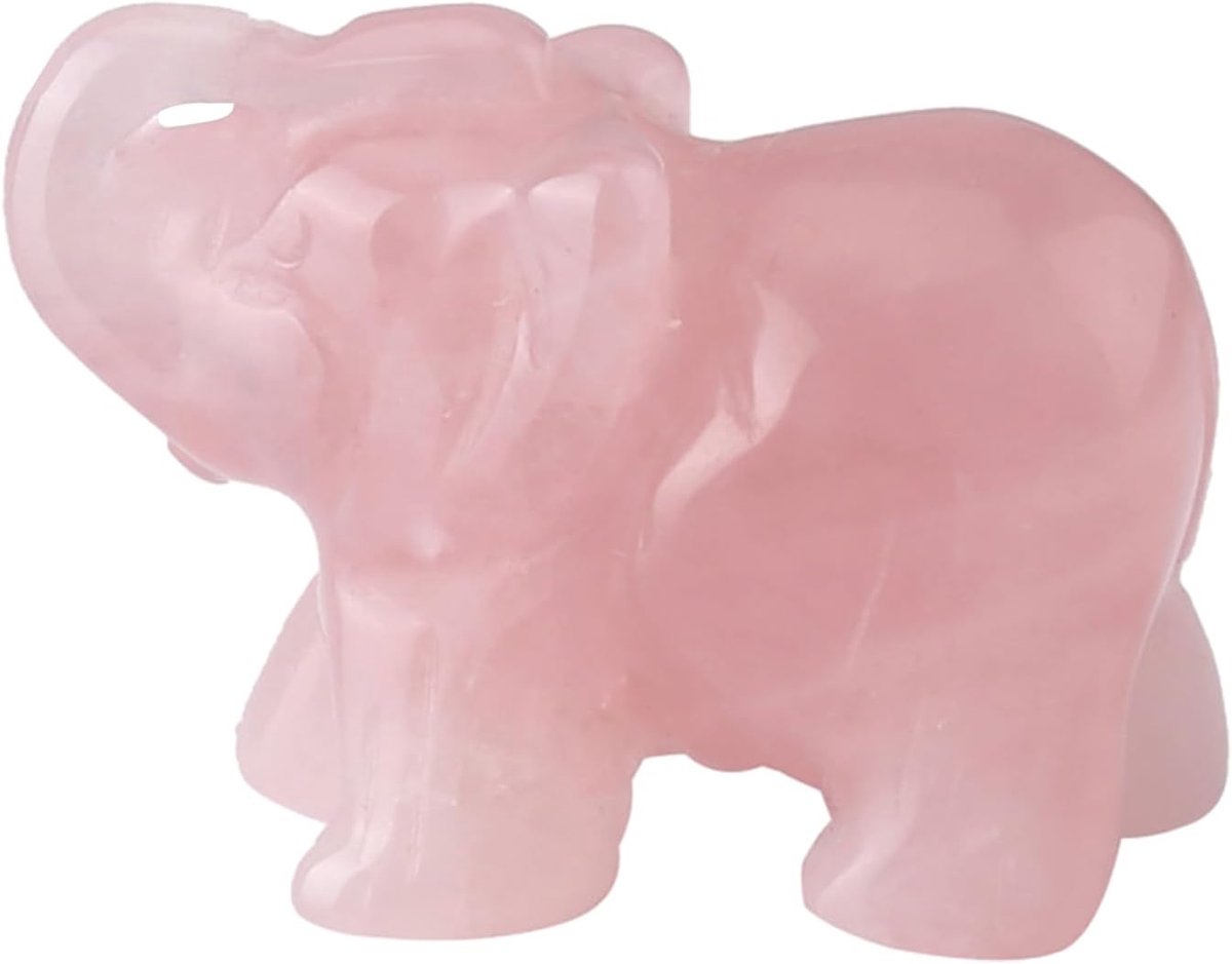 SnelShoppen - Crystal Elephant Figuren 1.5 Inch - Handgeknipt Rozenkwarts Olifant Beeldje - Decoratie voor Thuis, Kantoor, Tuin en Feestdagen