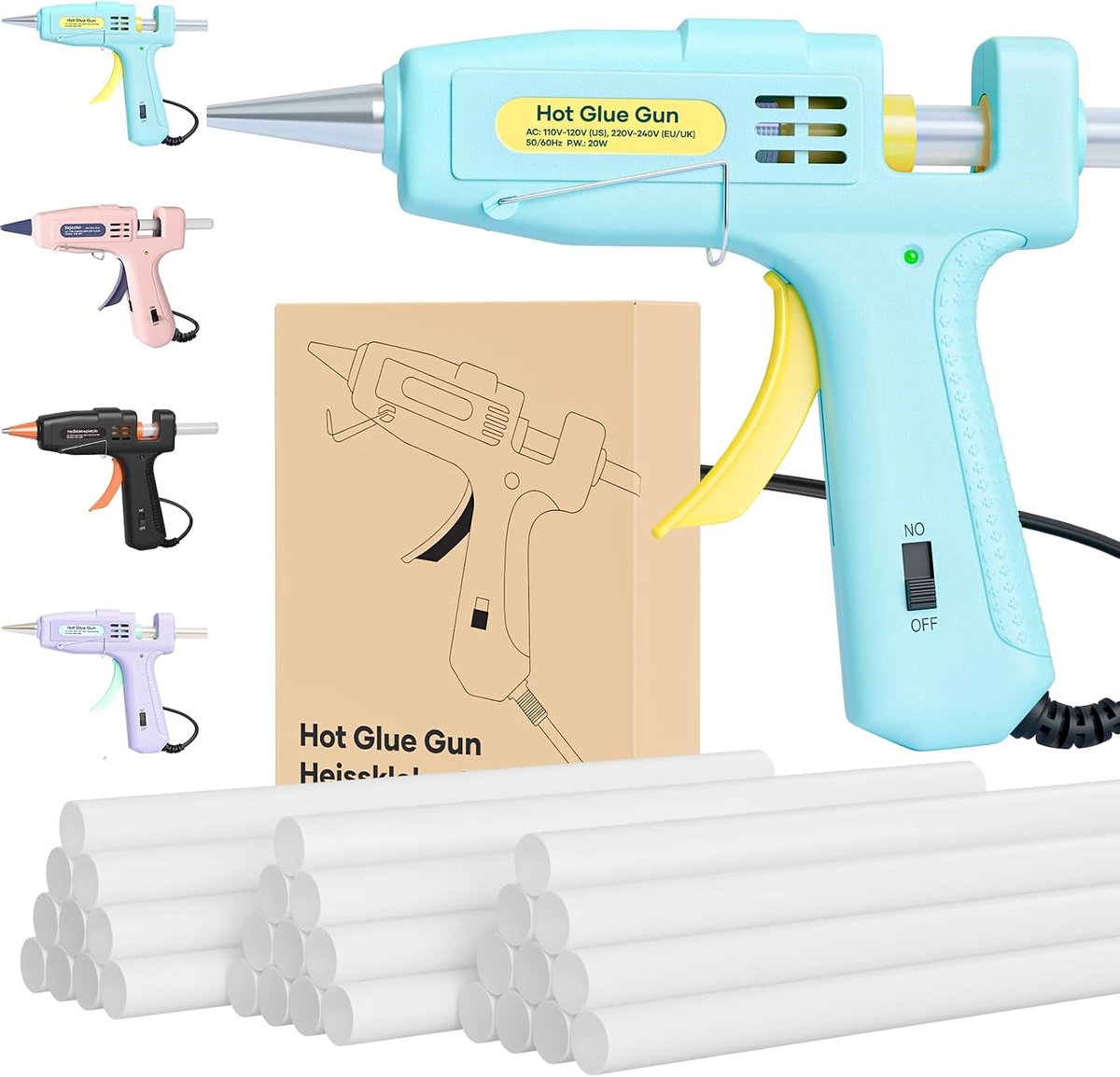 SnelShoppen - Vuurvaste Lijmpistool met 30 Stuks Lijmstiften (130 x 7 mm), Voor DIY Kunst, Klussen en Snelle Herstellingen in Huis & Kantoor, 20 W Lij