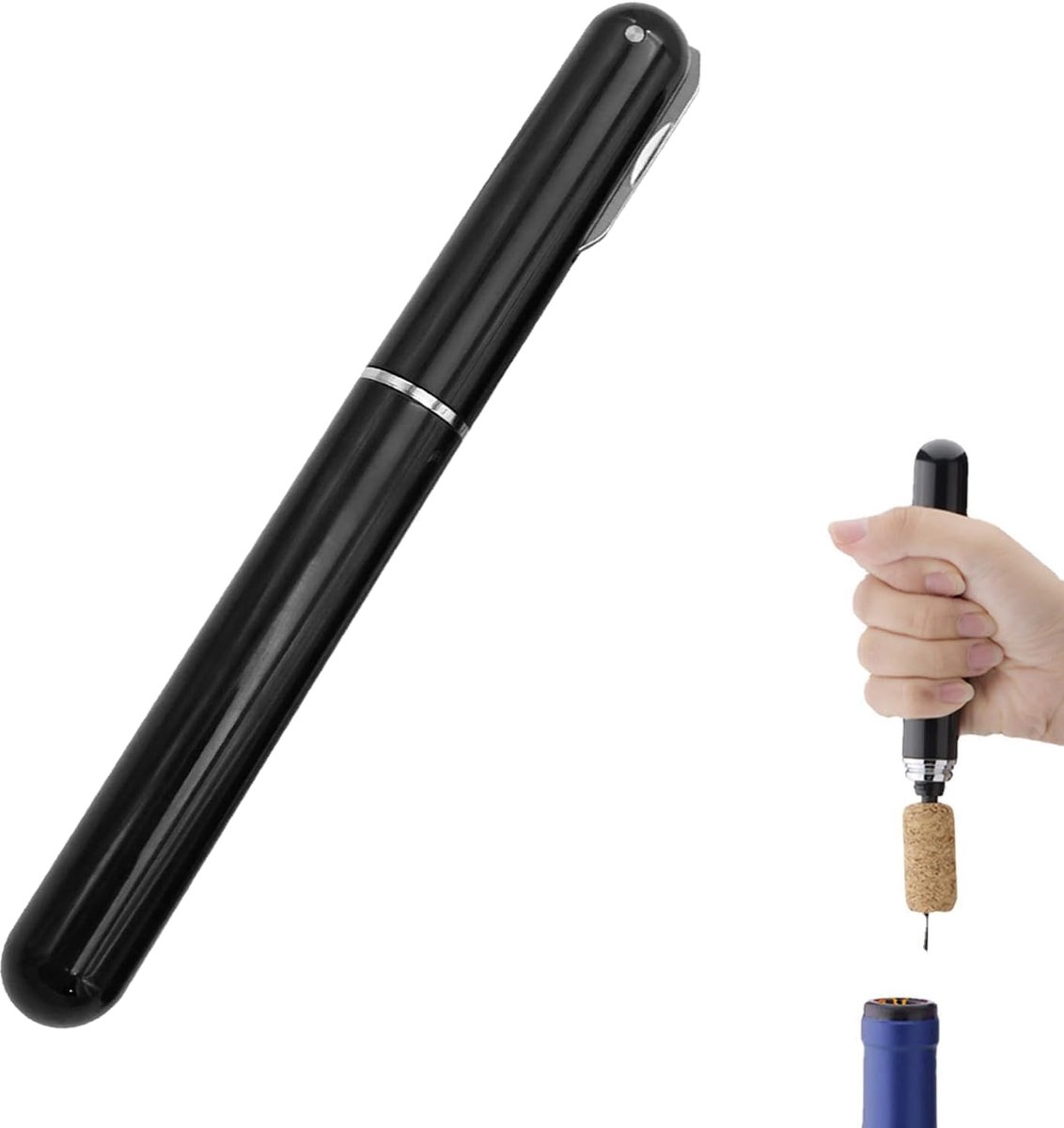 SnelShoppen - 2-in-1 Luchtdruk Wijnopener met Paper Opener, Draagbare Kurkentrekker voor Feest, Camping, Bar, Perfect voor Wijnliefhebbers