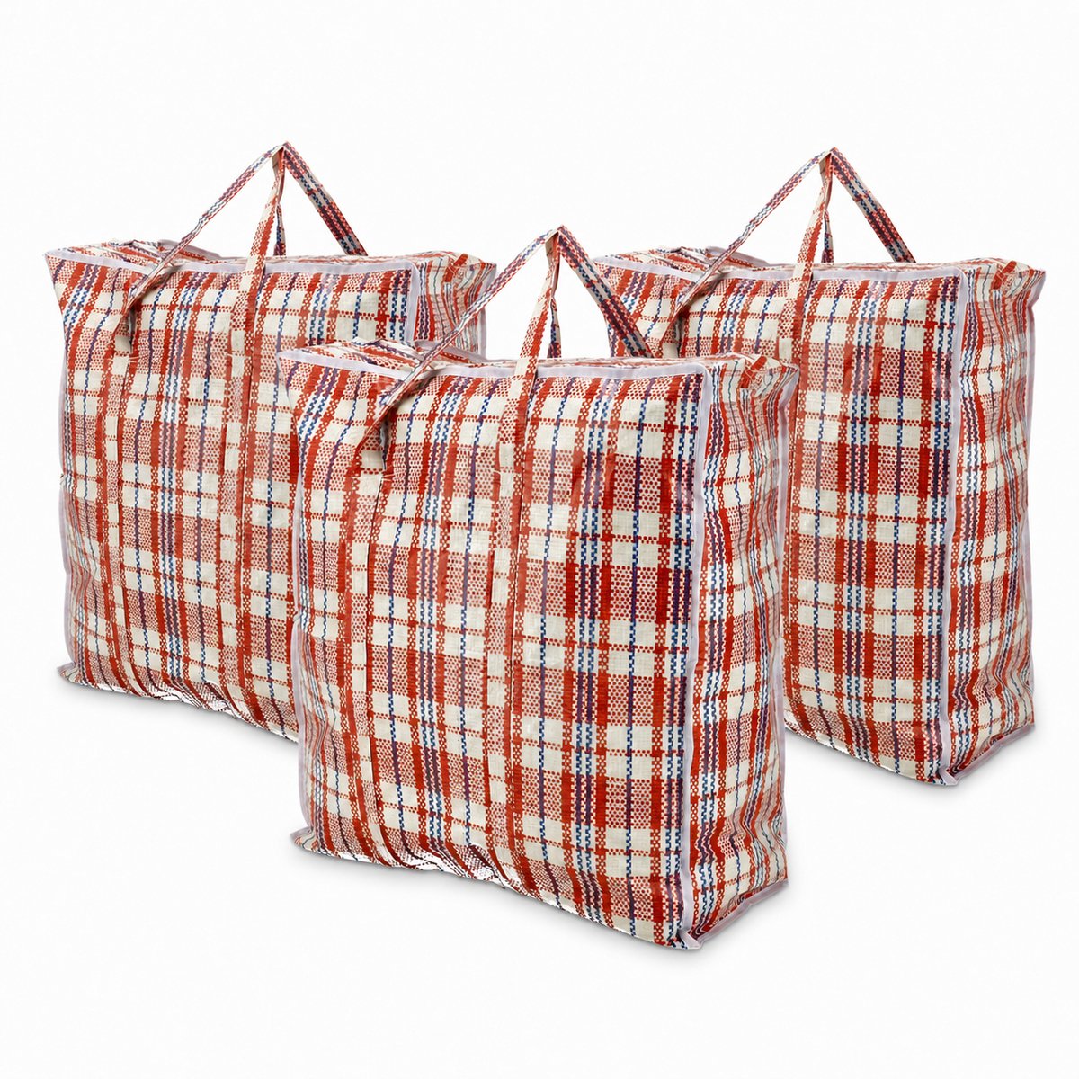 Opbergtas met Rits 45L – 3 Stuks Grote Opbergtassen voor Kleding, Wasgoed en Beddengoed – Big Shopper – Boodschappentas met Rits – Verhuistas – 45 x 50 x 20 cm