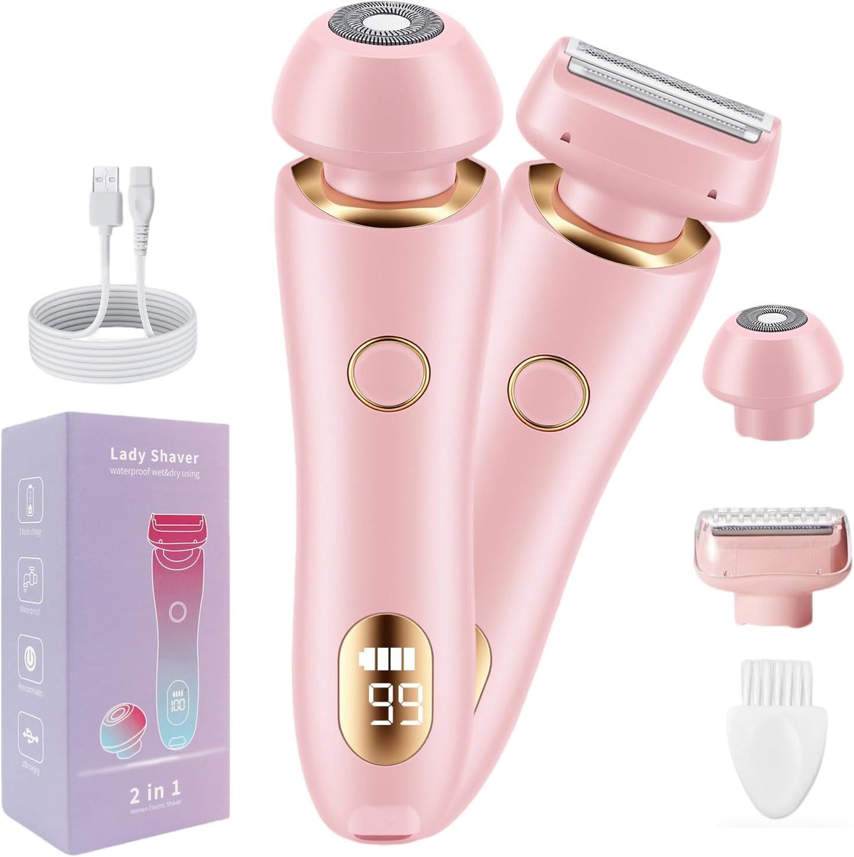 SnelShoppen - Scheerapparaat voor Dames 2-in-1, Intieme Zone, Droog en Nat Gebruik, Voor Oksels, Benen en Bikinizone, Ergonomisch Ontwerp, Precisie Ha