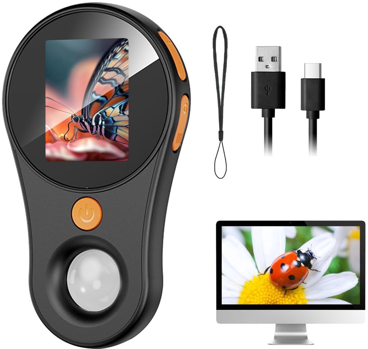SnelShoppen - Digital Microscoop USB Mini Pocket Microscoop Handheld met 2 Inch IPS Scherm en 500X Vergroting voor Kinderen, Onderwijs, Plantengroei e