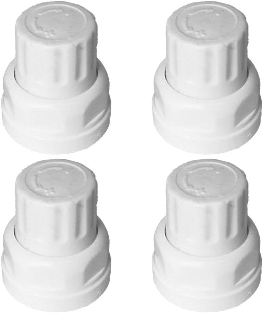 SnelShoppen - 4 Stuks Witte Plastic Radiator Dop, Radiator Ventiel Doppen voor Ondervloer Verwarming, M30x1.5, Eenvoudige Installatie, Handwiel Schake