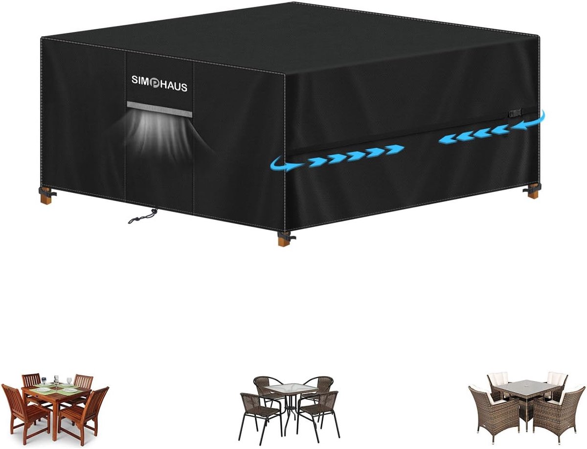 SnelShoppen - Tuinmeubelhoes 150x150x74cm, Waterdichte en Winddichte Beschermhoes voor Tuinmeubels, UV-bestendig, 420D Oxford Stof, Voor Tafel en Stoe