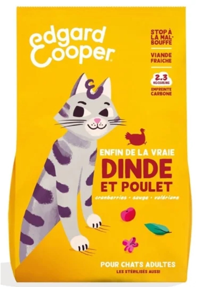 Edgard & Cooper Edgard Cooper Chat - ADULT Dinde et Poulet frais avec canneberge, valériane & sauge 2Kg