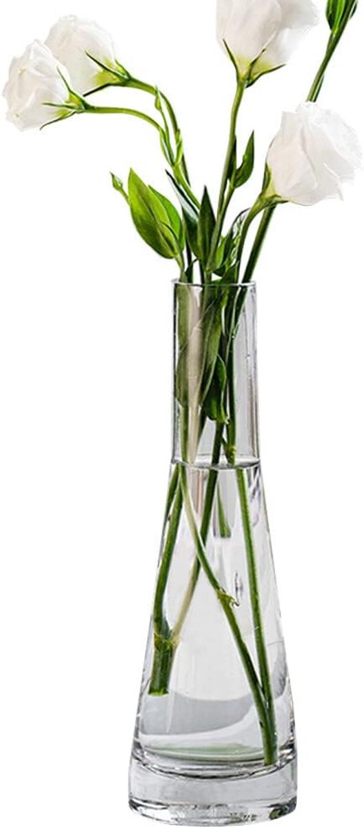 SnelShoppen - Handmade Blown Art Button Glass Vase - Elegante Glazen Bloemenvase voor Enkel Stengel - Transparante Vaas voor Bruiloften, Dinertafels e