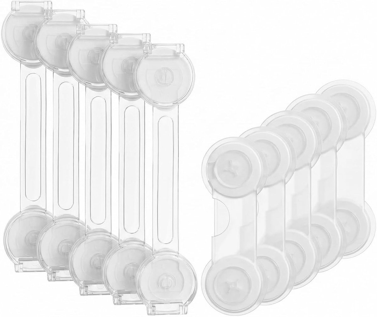 SnelShoppen - Baby Veiligheidsslot voor Kasten, Lades, Koelkast, Toiletbril - Sterke Lijm, Geen Boren, Transparant, 10 Stuks - Multifunctioneel Kindve