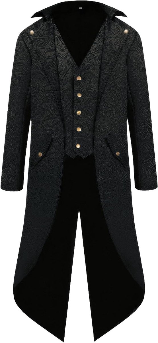 Steampunk Tails Jacket voor Mannen, Middeleeuwse Kleding, Piratenkostuum en Halloween Cosplay Outfit voor Volwassenen
