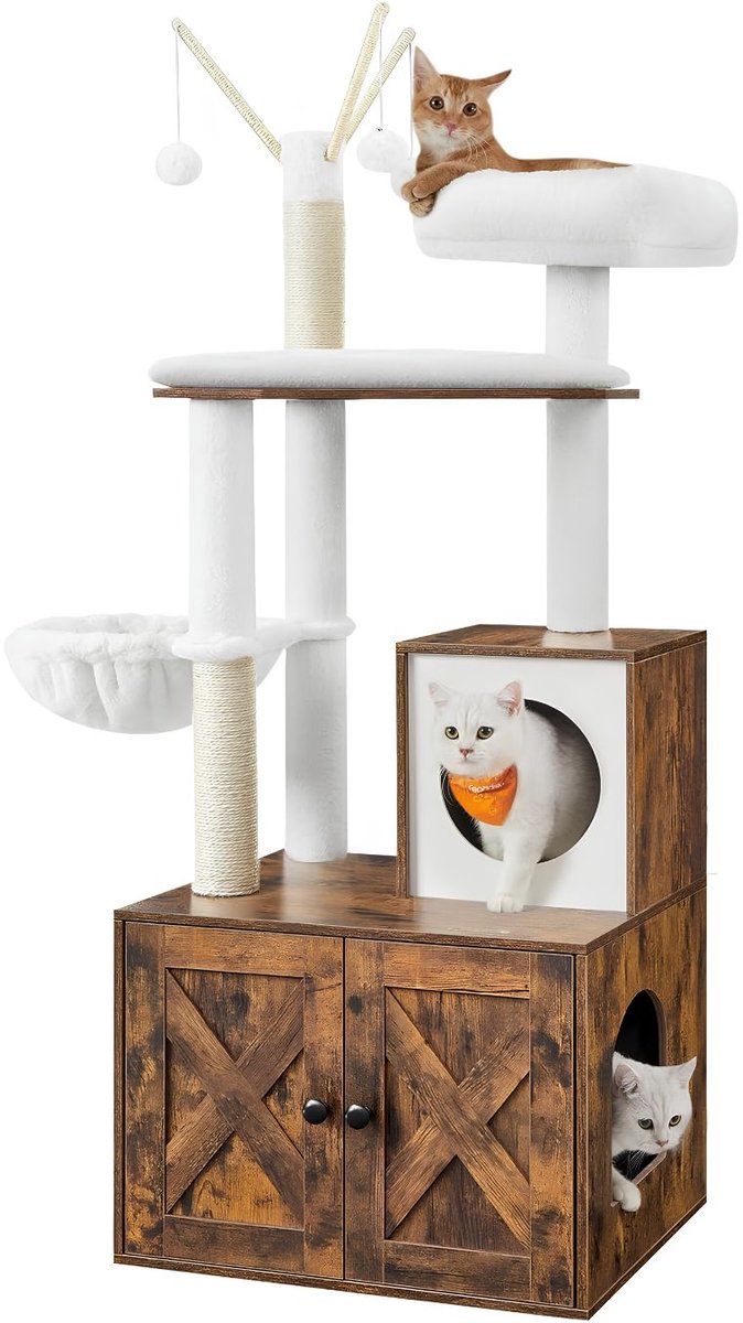 SP® Krabpaal - 3 Niveaus - Katten Krabpaal - Kattenkrabpaal - Vintage Bruin - 58cm x 50cm x 140cm