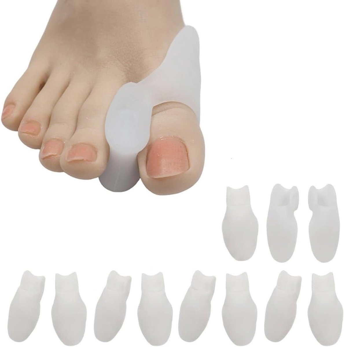 Set van 12 Transparante Silicone Tussenruimte voor Tenen - Hallux Valgus Orthese en Corrector voor Tenen, Bescherming en Comfort voor Mannen en Vrouwen