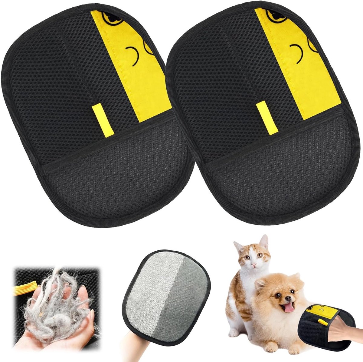 Huisdierenhaarverwijderaar Handschoen Set van 2, Antistatisch en Herbruikbaar, Ideaal voor Honden, Katten en Meubels, Verwijdert Haren van Kleding en Tapijten Efficiënt