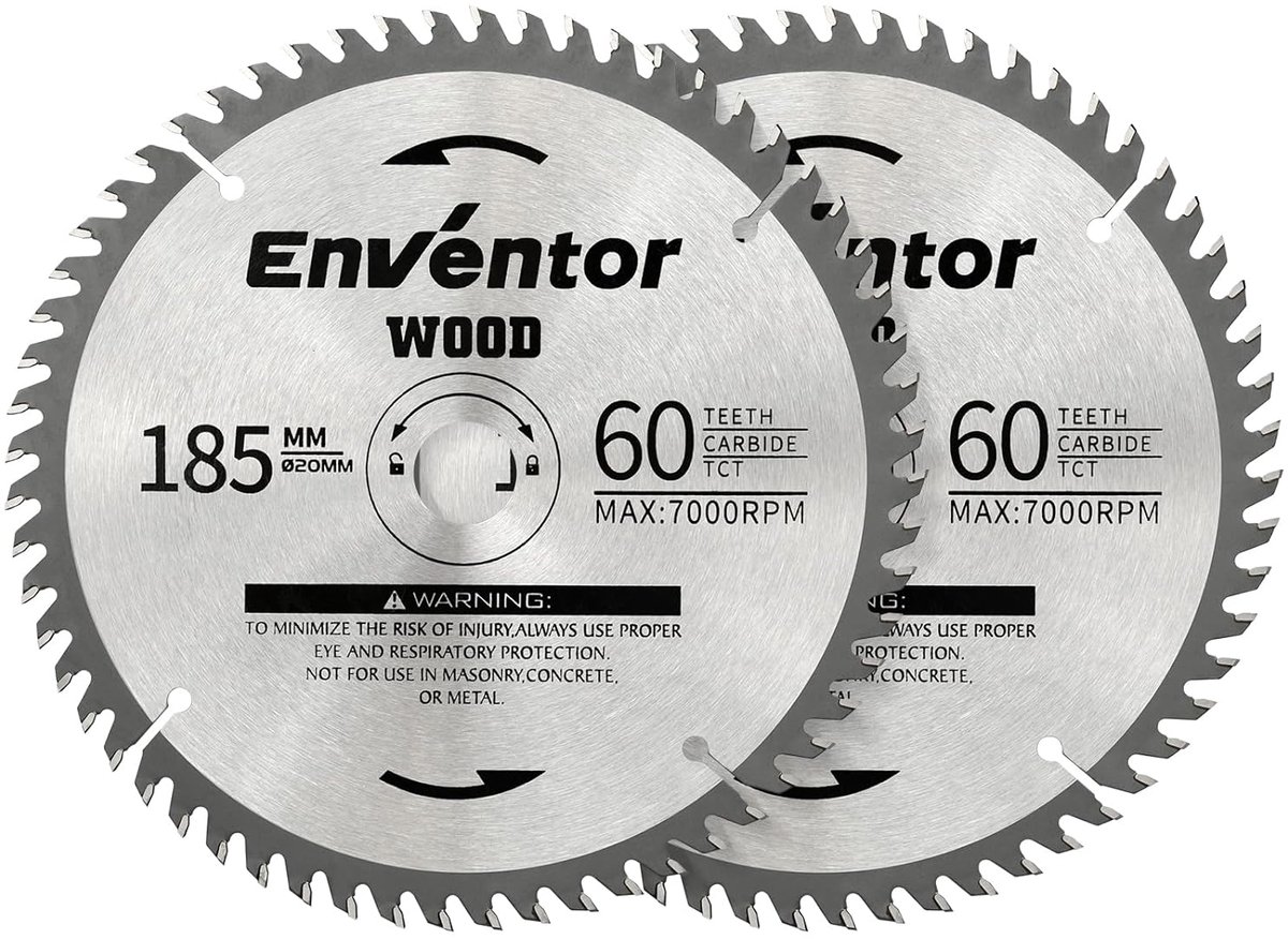 SnelShoppen - Set van 2 Cirkelzaagbladen 185mm x 20mm TCT 60T voor Hout, Plywood, Laminaat, Plafondplaten en Plastic - Geschikt voor Cirkelzagen
