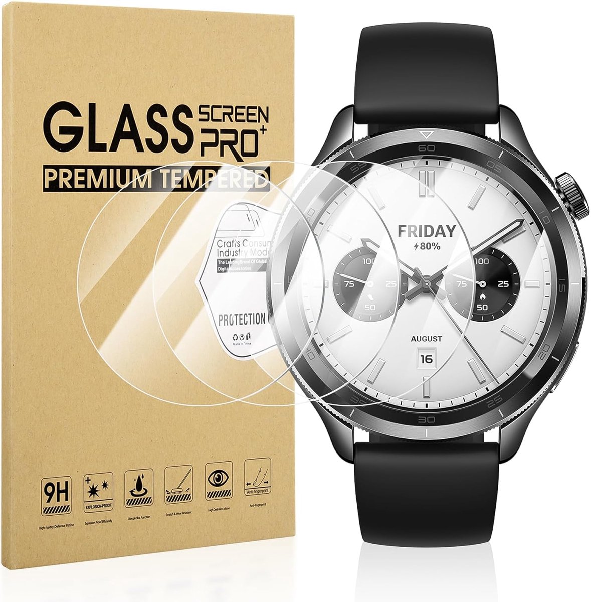 SnelShoppen - Screen Protector Xiaomi Watch S4/S3/S4 Sport - 4 Pack Tempered Glass Anti-Scratch HD Bescherming - Perfecte Fit voor Smartwatch