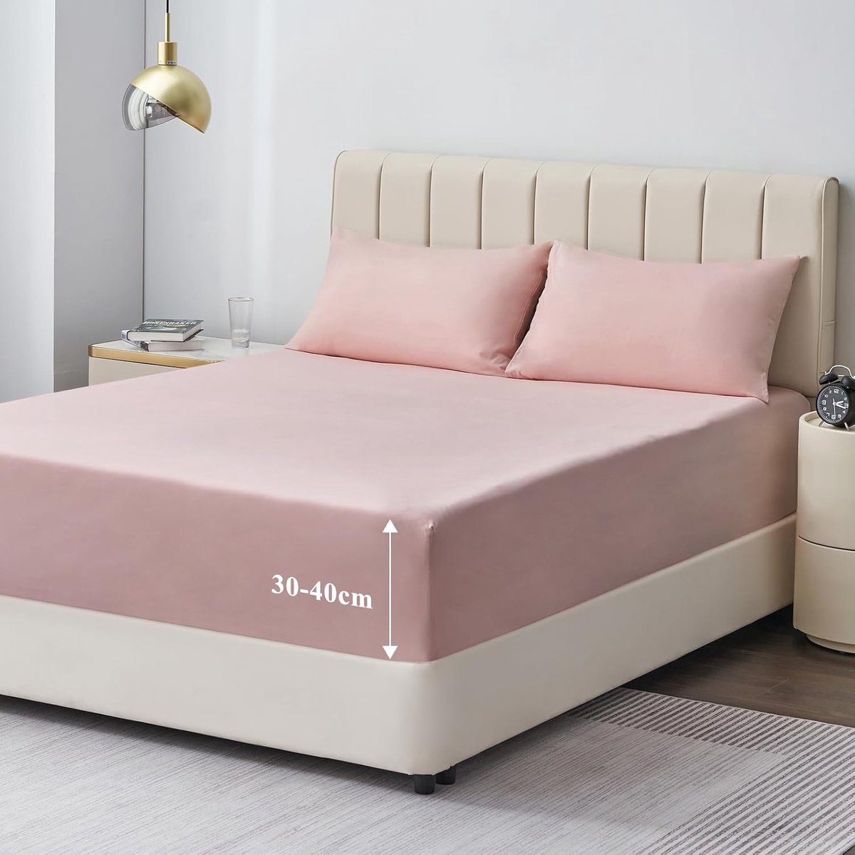 SnelShoppen - Fitted Sheet Aisbo Drap House Pink 140x200x40 cm - Luxe Hoofdkussenhoes, Zacht Katoen, Ideaal voor Bedden, Slapen, Dekbedovertrekken, Ki