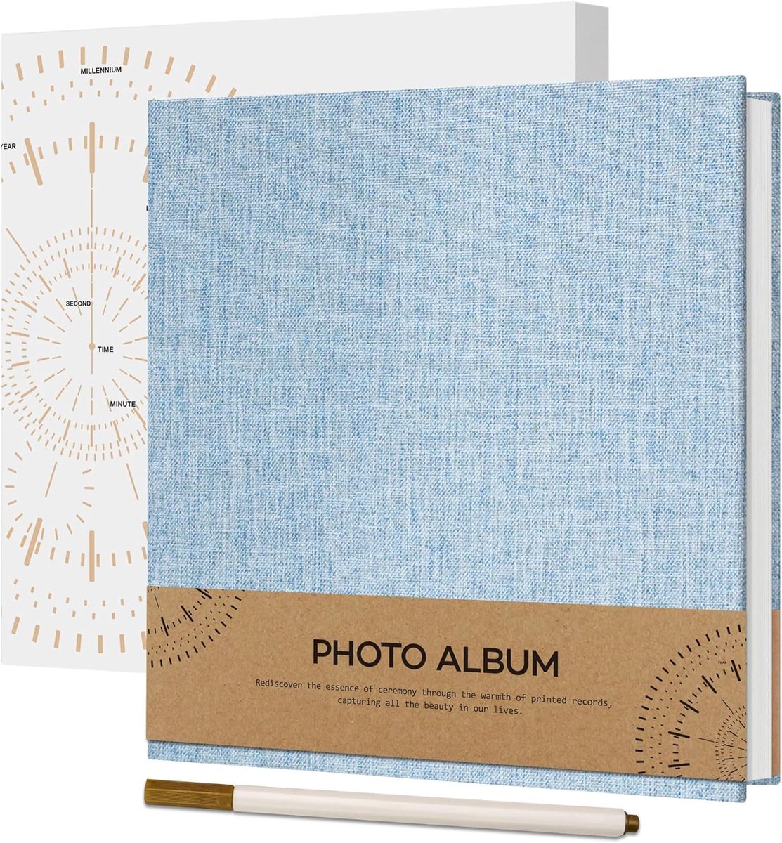 SnelShoppen - Fotoalbum 4x6 Inch, Zelfklevend Scrapbook met Linnen Kaft, 40 Witte Pagina's voor 40 Foto's, Inclusief Balpen, 17x18 cm, Lichte Blauwe K