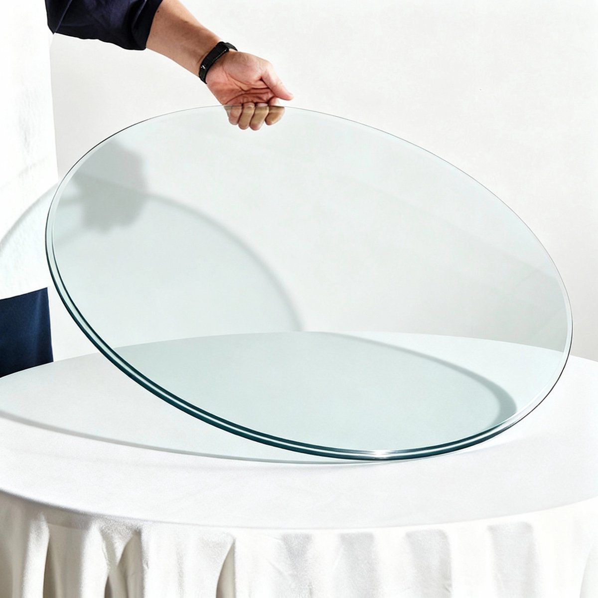 MIVRAY Tafelblad – Rond Gehard Glas – 61 x 61 x 0,6 cm – Glas – Transparant – Voor Woonkamer, Keuken Of Eethoek – Los Tafelblad