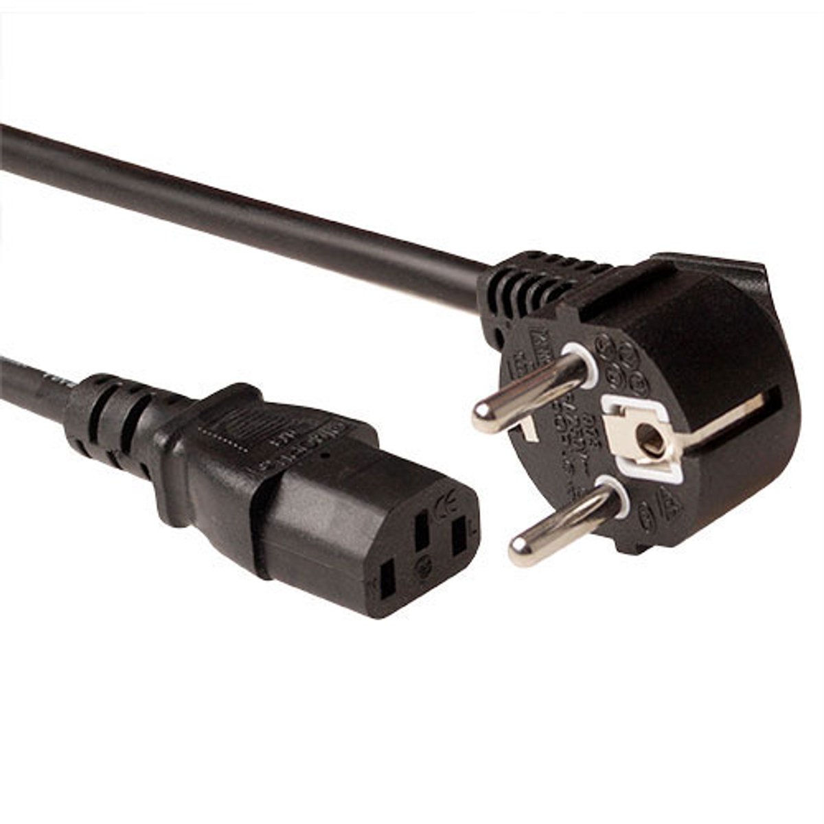 ACT Netsnoer LSZH Schuko CEE 7/7 male (haaks) - C13 IEC 60320 zwart 1 m AK5209