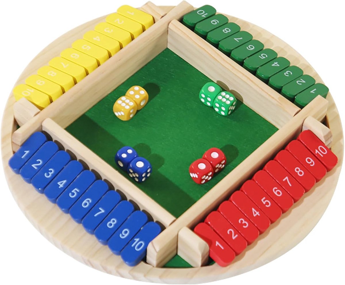 SnelShoppen - Shut The Box 6 Spelers Houten Bordspel | Traditioneel Dobbelspel, Educatief Speelgoed voor Kinderen 3-6 Jaar, Gezinsactiviteit, Bordspel