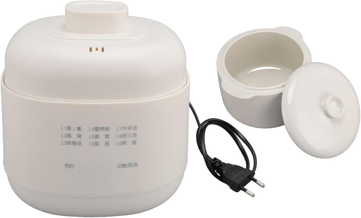 SnelShoppen - 1L Keramische Soepkoker - Compacte Slow Cooker met Oververhittingsbeveiliging, Warmhoudfunctie en Timer - Ideaal voor Thuiskeuken, 1-2 P
