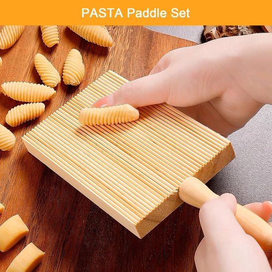 Houten Gnocchi Plank en Pastamachine - Ideaal voor Doe-Het-Zelf Noedelvormen van Spaghettiwiel — afbeelding 4
