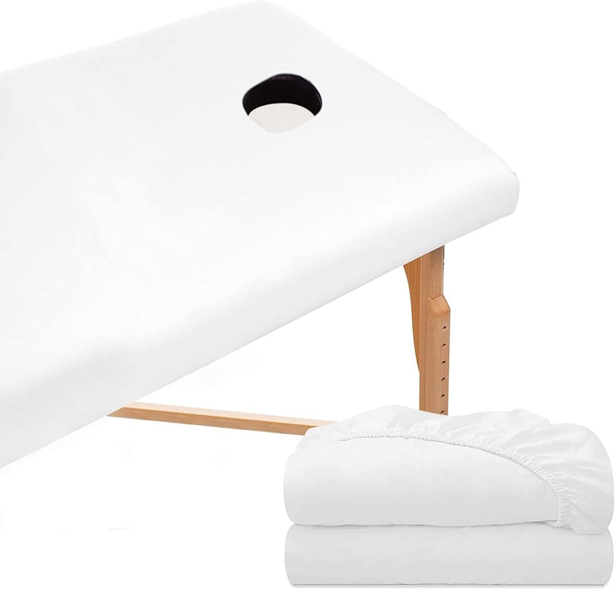 SnelShoppen - 2 Stuks Stretch Massage Stoel Cover met Gat, Waterdicht, Oliebestendig, 70 x 190 cm, Wasbare Fitted Sheets voor Massage Stoelen en Cosme