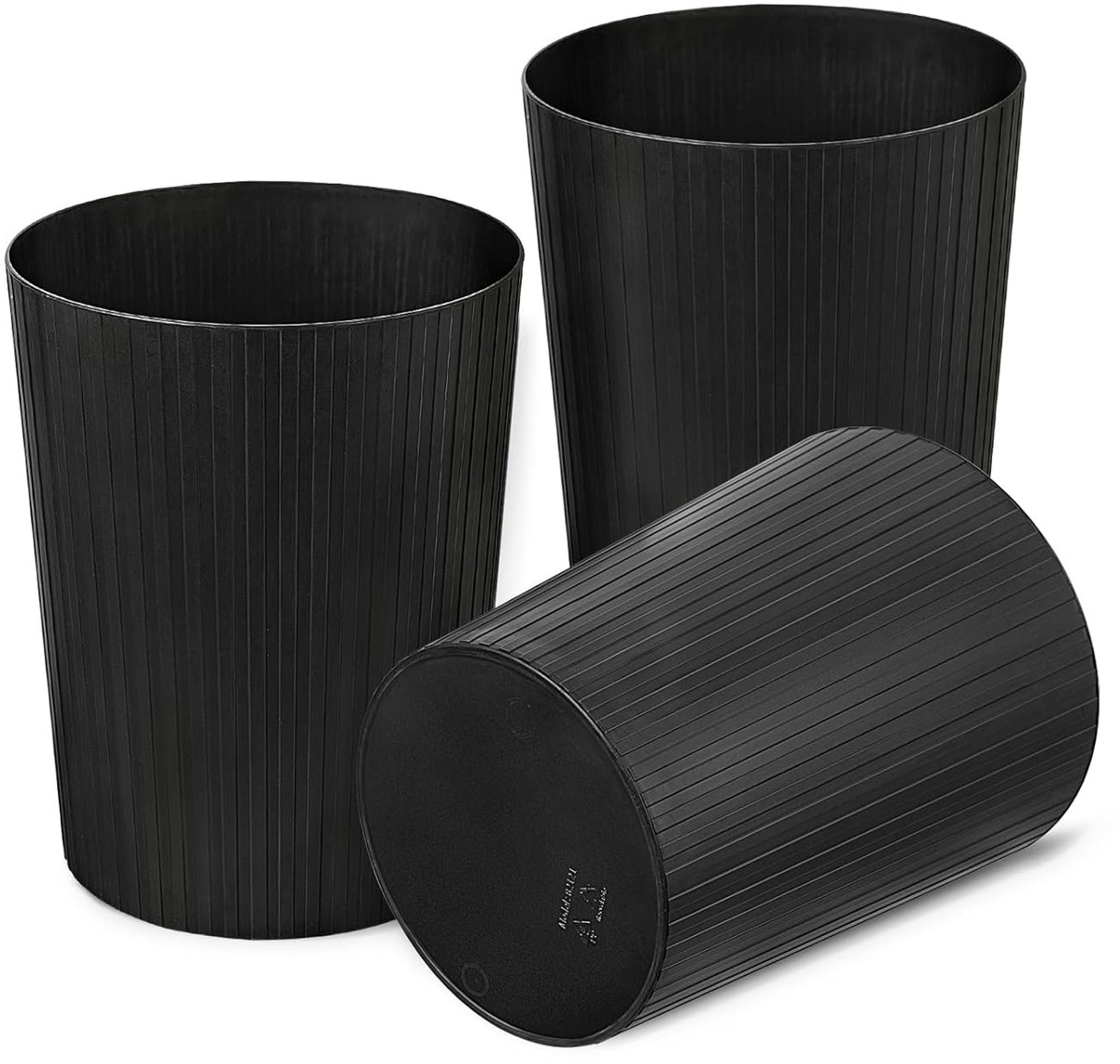SnelShoppen - Cetomo 7.2L*3 Set - Zwarte Afvalbakken, Prullenbakken voor Badkamer, Keuken, Kantoor, Studenten, Duurzaam BPA-vrij Plastic, Compact en H
