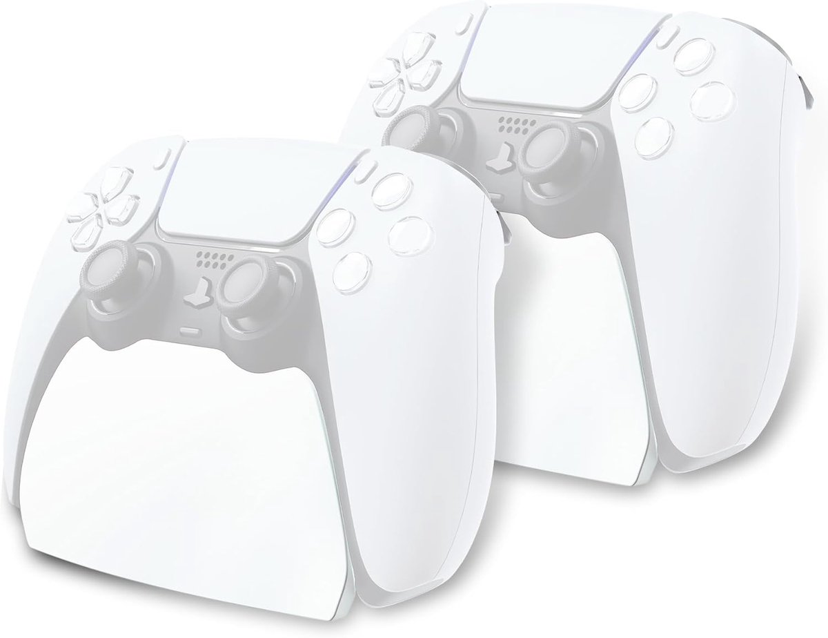 SnelShoppen - 2 Pack Controller Display Stand voor PS5 Gamepad - Desk Holder Organizer - Wit - Duurzaam ABS - Gaming Accessoires - Bescherming tegen K