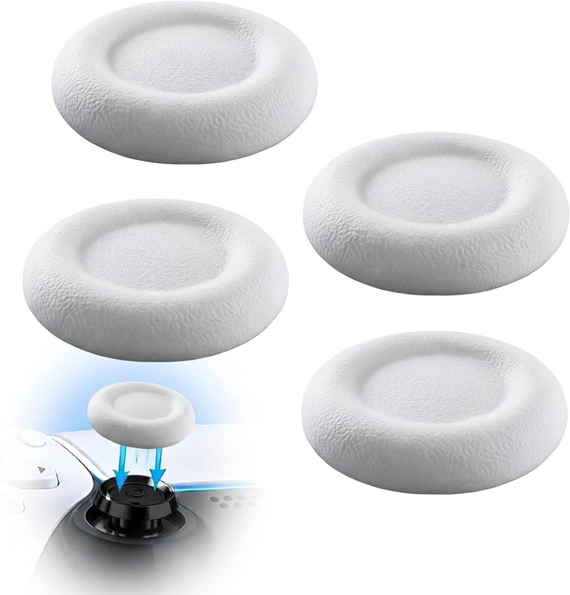 SnelShoppen - Silicone Vervang Caps voor PS5 en PS4 Controller - Non-Slip Grip, Bescherming voor Analoge Stick, Set van 4, Wit