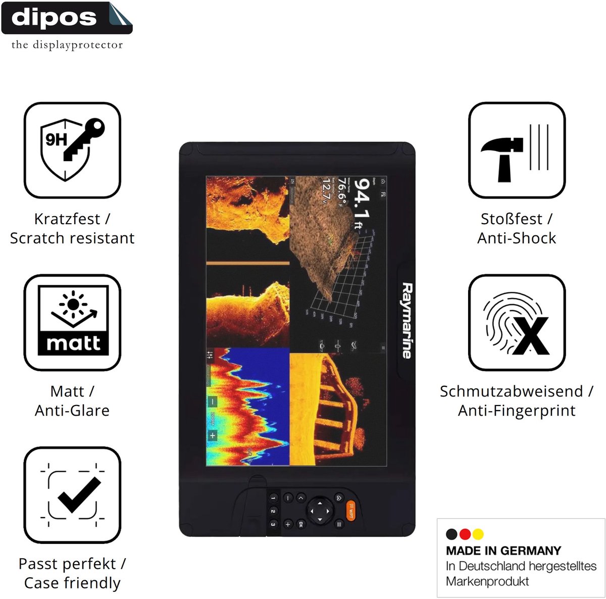 dipos – 2x Matte Pantserfolie geschikt voor Raymarine Element 12 HV | 9H Screenprotector