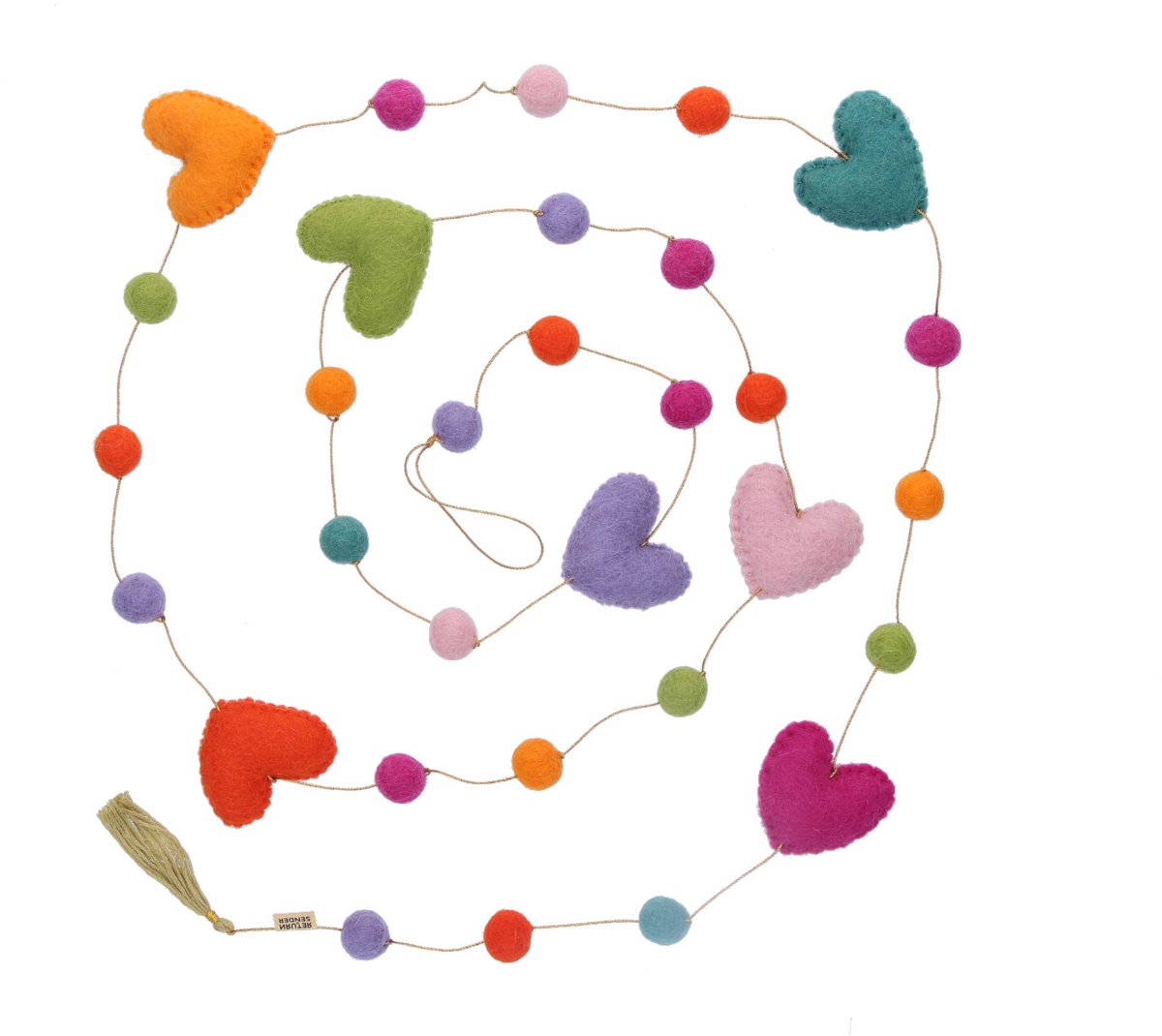 Return to Sender | Slinger Vilt met Hartjes en Pompoms - 2 Meter