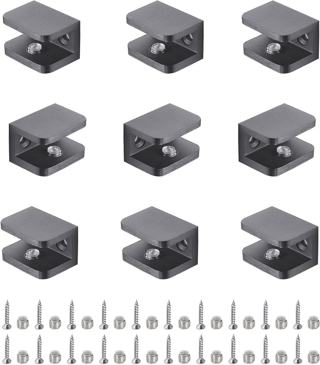 12 Stuks Aluminium Glashouders voor 5-8MM Dikke Glas en Acryl, Duurzame Glasklemmen en Stevige Bevestigingen