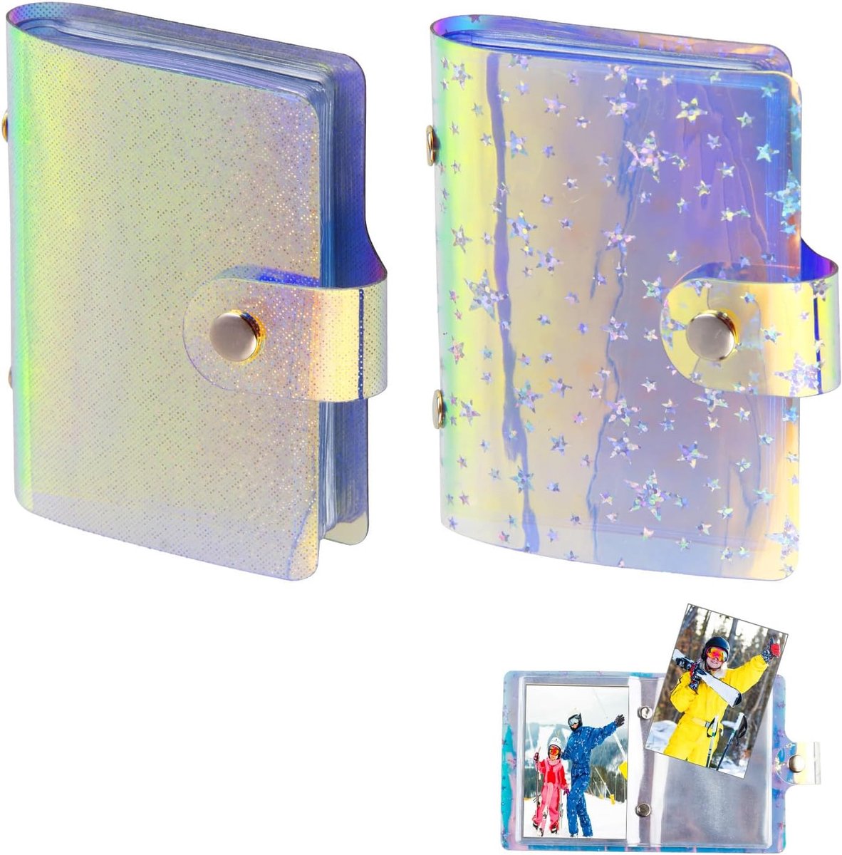 SnelShoppen - Pack van 2 Mini Fotoalbums voor Polaroid & Instax Mini - 36 Kaarten per Album - Stervormig & Puntvormig - Perfect voor Kpop Foto Kaarten