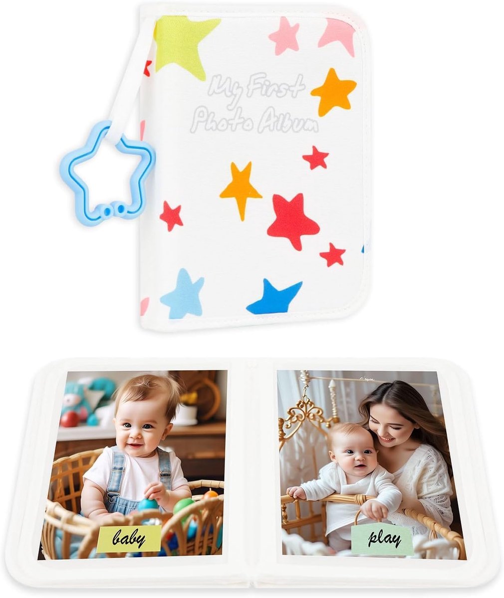 SnelShoppen - My First Photo Album voor Baby - 21 Foto's 6x4 - Zacht Stoffen Familie Album - Baby Shower Herinneringen - Peuters & Kinderen