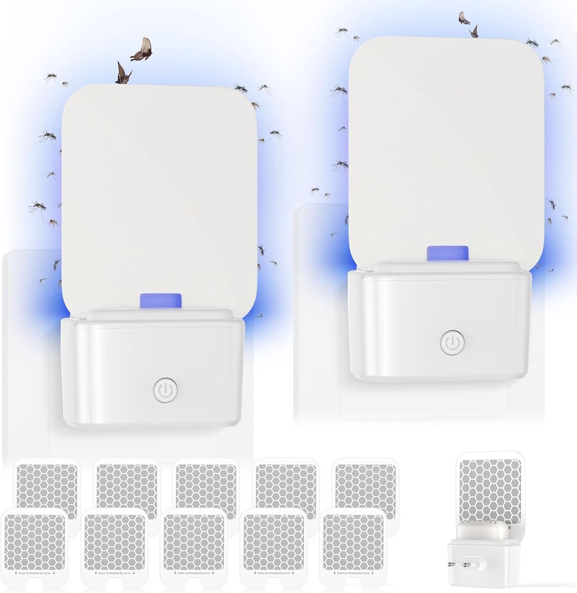 SnelShoppen - Elektrische Insectenverdelger, Rouwmuggenbestrijding met Stickers, 10 Stuks, Muggenlamp, Vliegenval Nematoden, Fruitvliegenval, Steekmug