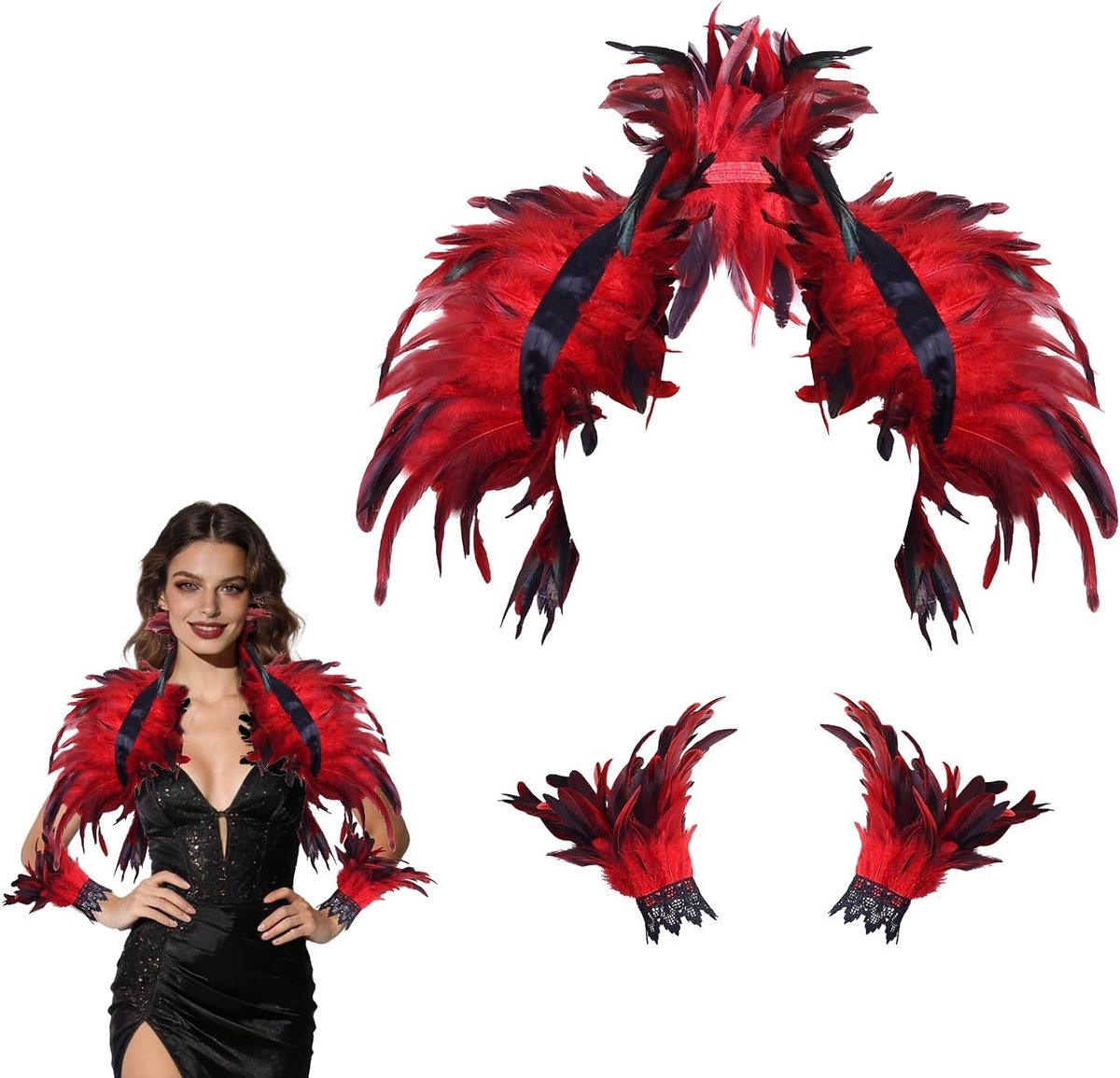 Gothic Damescape met Manchet, Perfect voor Halloween, Carnaval en Baloptredens