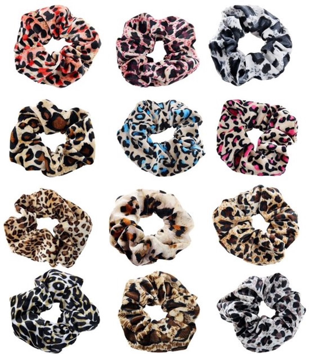 Haar elastiekjes - Scrunchie - Zacht en comfortabel - Luipaard - Haaraccessoires - Perfect voor dagelijks gebruik - 12 stuks