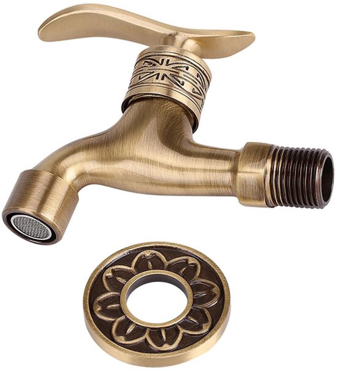 Wasmachinekraan Antiek Design - Messing - Koudwaterkraan - Muurbeugel - G1/2 Schroefdraad - Duurzaam en Corrosiebestendig - Waterkraan