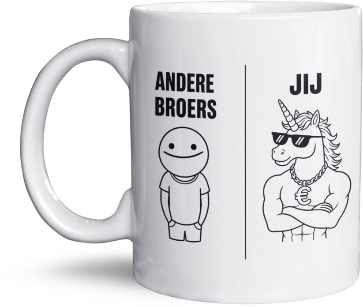 NietMokken.nl - Grappige Mok – Andere Broers vs Jij – Grappige Broer Mok – Cadeau voor Broer – Aan beide zijden bedrukt - Gratis viltje inbegrepen