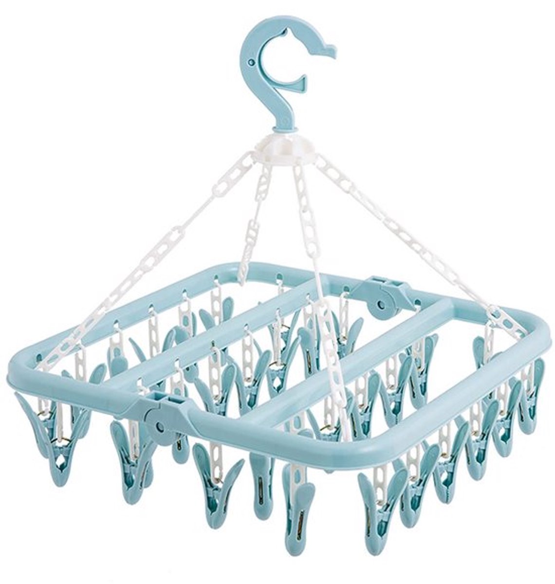 Winddicht - Opvouwbaar Droogrek - 32 Clips met Antisliptanden - Lichtgewicht Hanger - Geschikt voor Camping - Ruimtebesparend Ontwerp - Waslijn