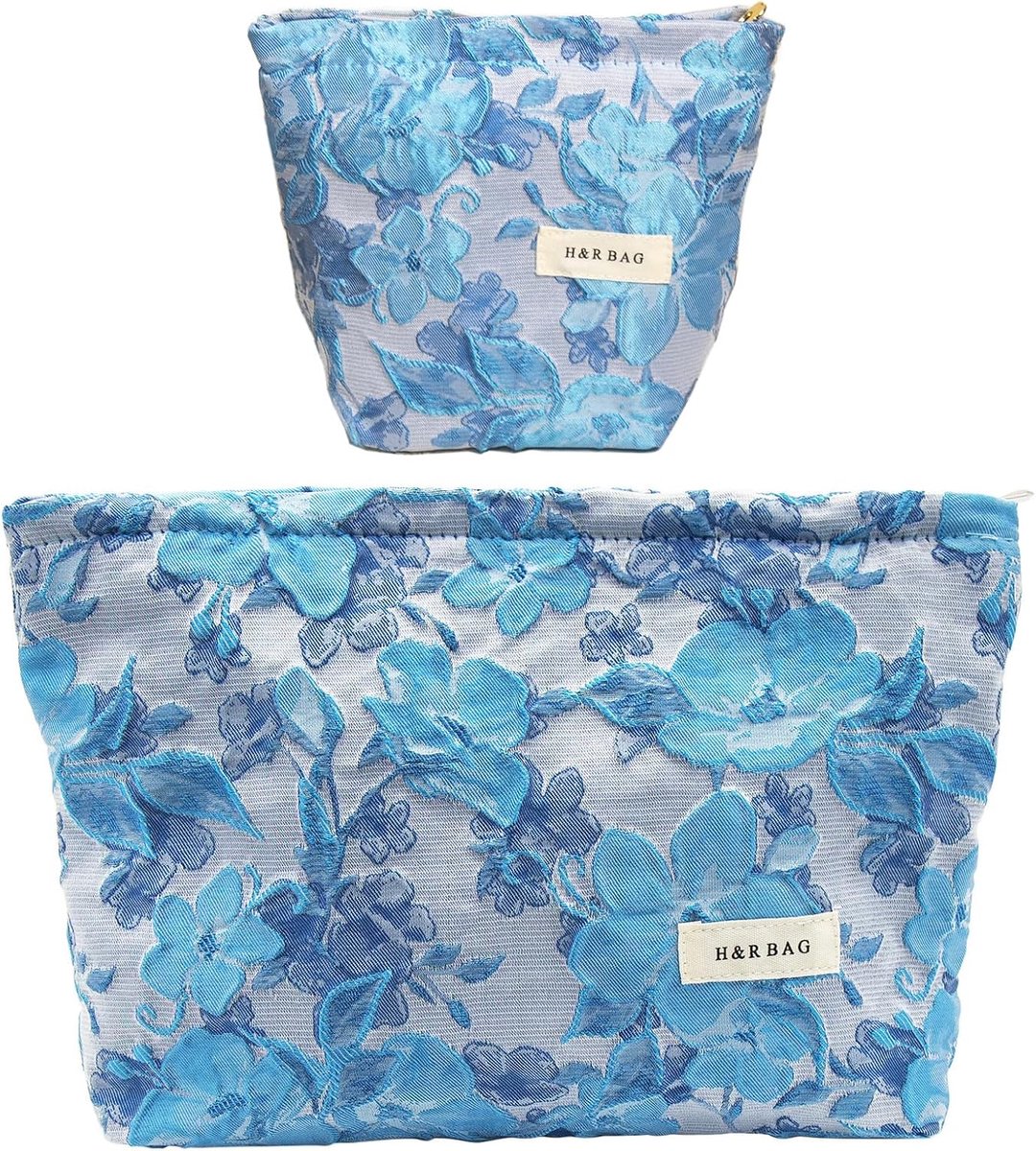 SnelShoppen - Cosmetic Bag Set voor Vrouwen - Make-up Tas Toilettas met Bloemenprint - Compact en Duurzaam - Ideaal voor Reizen, Feestjes, en Dagelijk