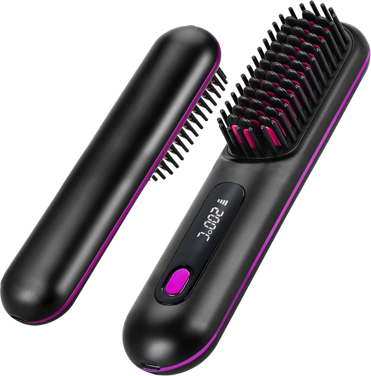 SnelShoppen - Draadloze Anti Frizz Haarverstevigende Glansborstel met MCH Keramische Technologie, 160-200 Graden, Arganolie, Compact en Lichtgewicht,