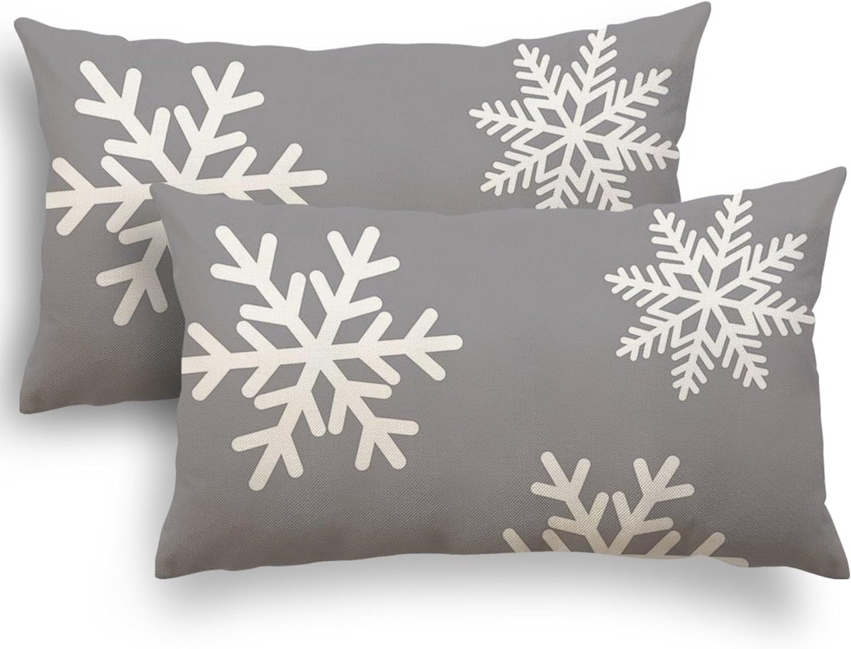 SnelShoppen - Set van 2 Kerst Kussenhoezen 30x50 cm - Decoratieve Linnen Kussenhoezen voor Banken, Slaapkamers, Feestdagen - Duurzaam en Ademend